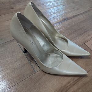 Gold leather stilettos, Nine West, 6.5